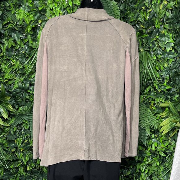 BLANCNYC Jacket Women Small Tan Brown Duster Drape Cardigan Faux Suede 2215 - Picture 10 of 10